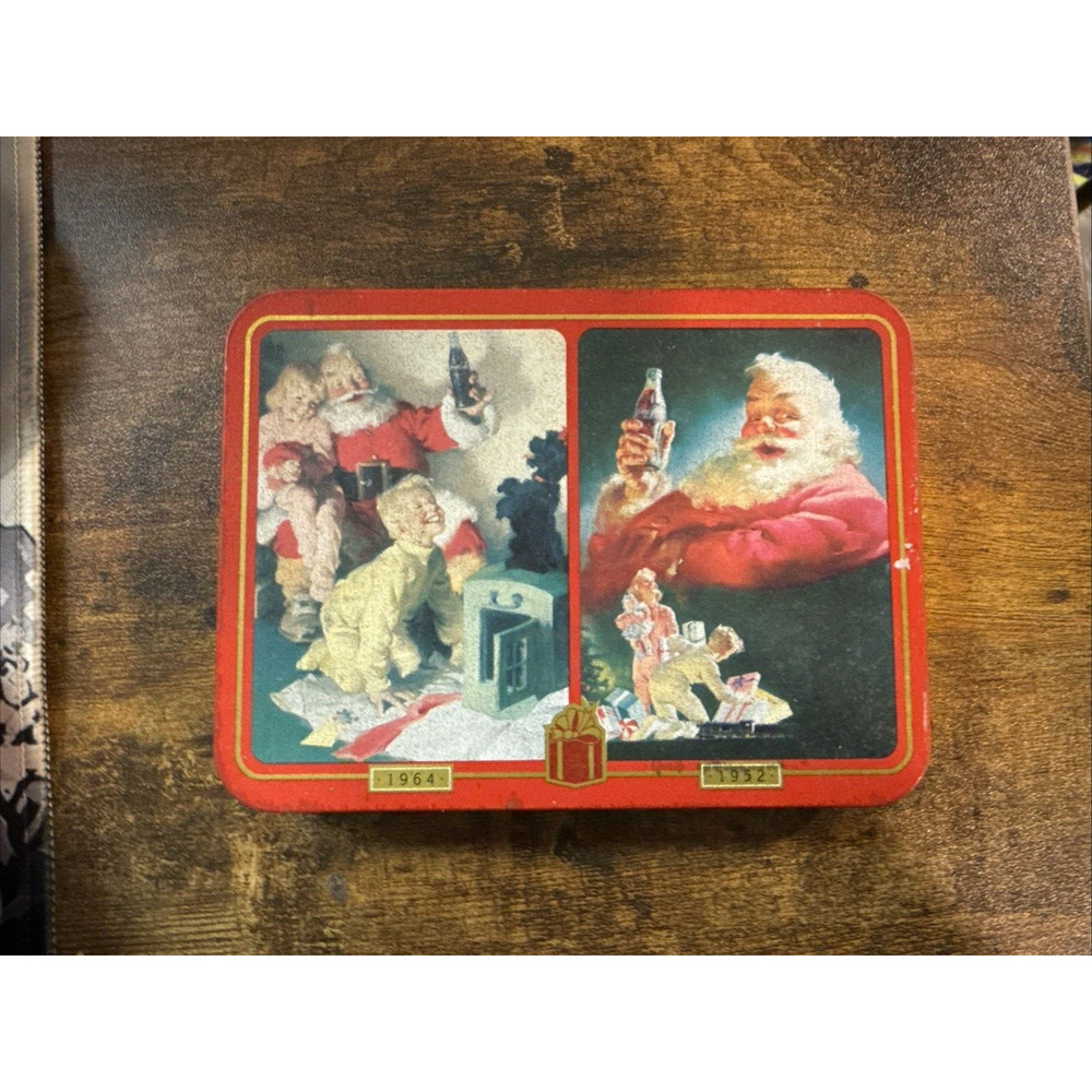 Coca-Cola Santa Claus Christmas Playing Cards Two Decks In Tin New #B6